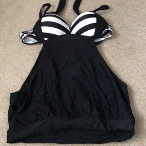 Black and white tankini